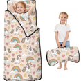 thumbnail image 1 of Unicorn and Star Beige Pattern Teens Toddler Nap Mat with Pillow, Sleeping Mat Bag for Preschool Daycare 59"x22", 1 of 6