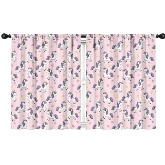 Unicorn and Star Pink Pattern Insulated Teens Curtains Set Of 2, Bedroom Essentials, Toddler Room Decor 42x54in(106x137cm)