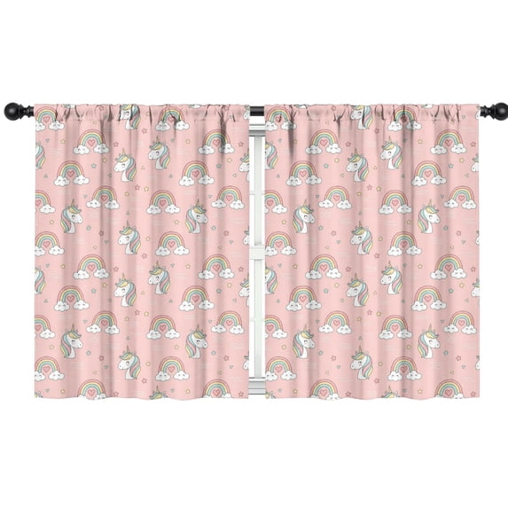 Unicorn and Star Pink Pattern Insulated Teens Curtains Set Of 2, Bedroom Essentials, Toddler Room Decor 42x54in(106x137cm)