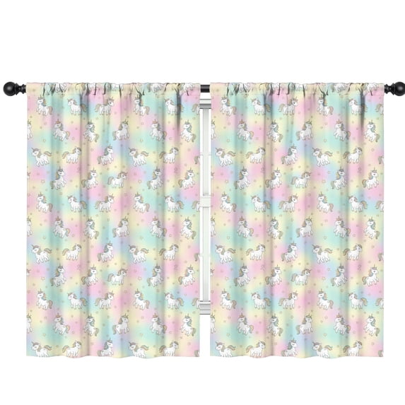 Unicorn and Star Pink Pattern Insulated Teens Curtains Set Of 2, Bedroom Essentials, Toddler Room Decor 42x63in(106x160cm)
