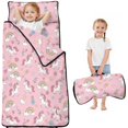 thumbnail image 1 of Unicorn and Star Pink Pattern Teens Toddler Nap Mat with Pillow, Sleeping Mat Bag for Preschool Daycare 51"x22", 1 of 6