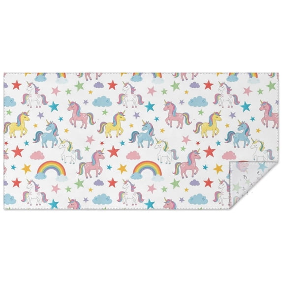 Unicorn and Star White Pattern Waterproof Tablecloth, Rectangular ...