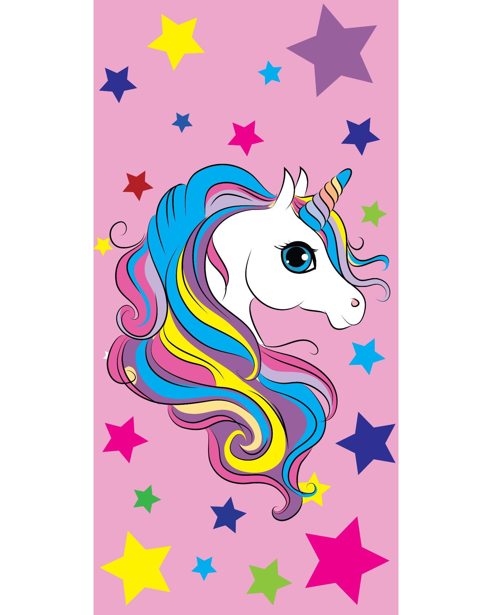 Unicorn and Stars Beach Towel 30 x 60 inch 100% Cotton, Unicorn, Size: one size, Island Gear