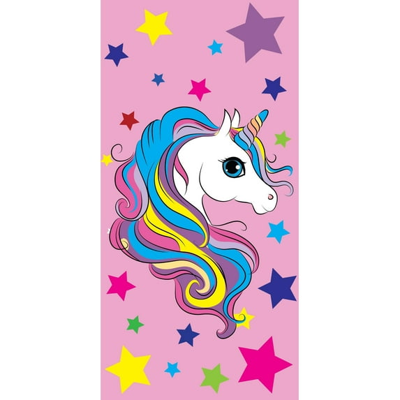 Unicorn and Stars Beach Towel 30 x 60 inch 100% Cotton, Unicorn, Size: one size, Island Gear