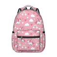 thumbnail image 1 of Unicorn and Wing Pink Pattern Backpack for School, Cute School Bag with Adjustable Shoulder Straps and Padded Back, 15.3"x11"x7.1", 1 of 5