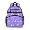 thumbnail image 1 of Unicorn and Wing Purple Pattern Cute School Backpack Bag for School with Padded Back and Adjustable Shoulder Straps 15.25"x11.5"x5.25", 1 of 5