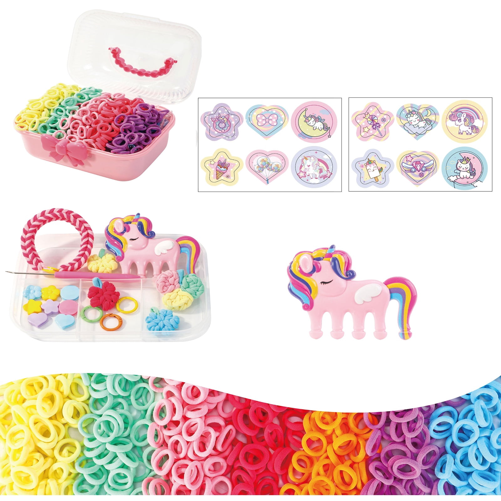 Unicorn braided hand rope DIY beaded children's friendship bracelet set/pink