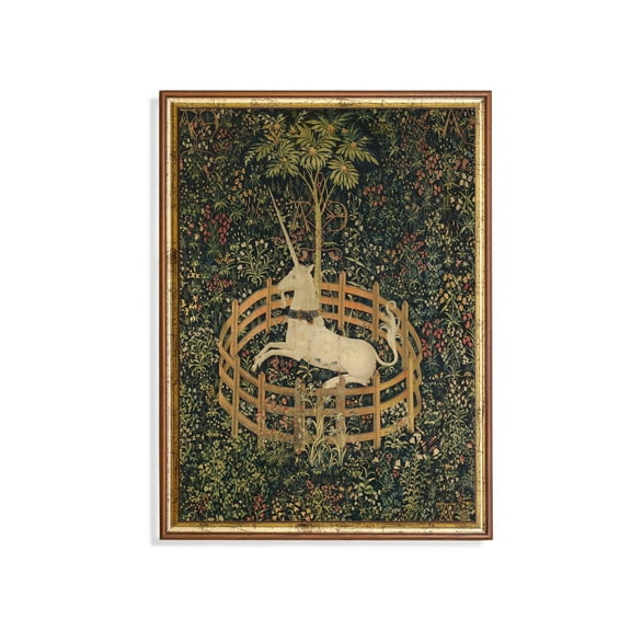 Unicorn in Captivity Tapestry Print Poster Vintage Medieval Floral Wall Art, Size 16x24 UNFFRAMED F03.1.7l816