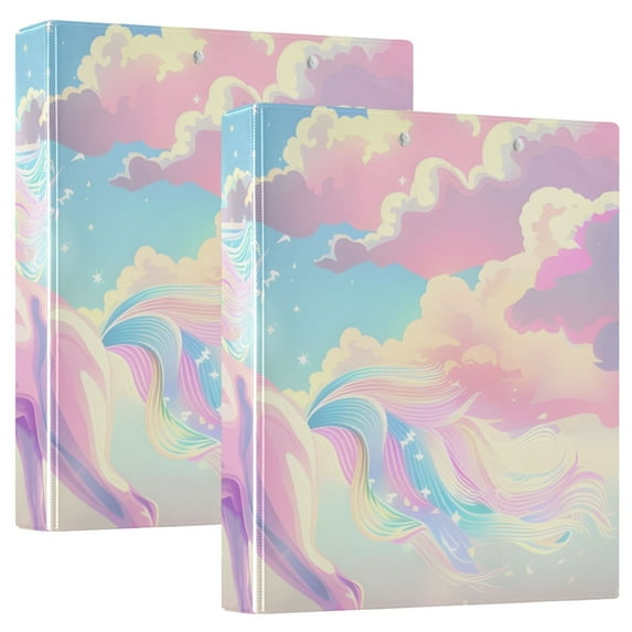 Unicorn in Clouds 3 Ring Binders 1.5 inch Hardcover File Folders with Interior Pockets A4 Size Organizer for School Office Hospital