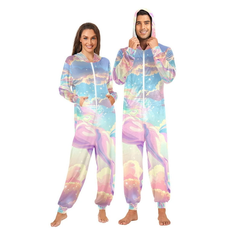Unicorn in Clouds Adult Onesie Pajamas Slim Fit Christmas One - Main Image