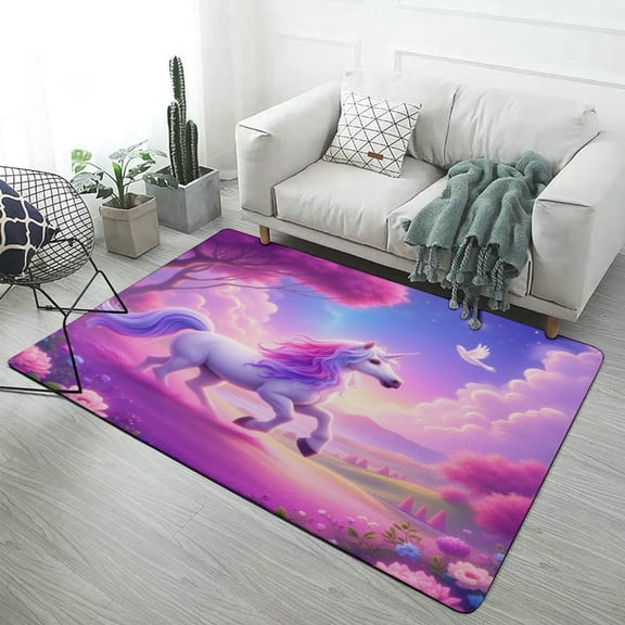 Unicorn in Fantasy Forest Carpet for Home Decoration Rugs Soft Carpet for Bedroom Room Living Room Bathroom Entrance Door Non-slip Comfort Mat