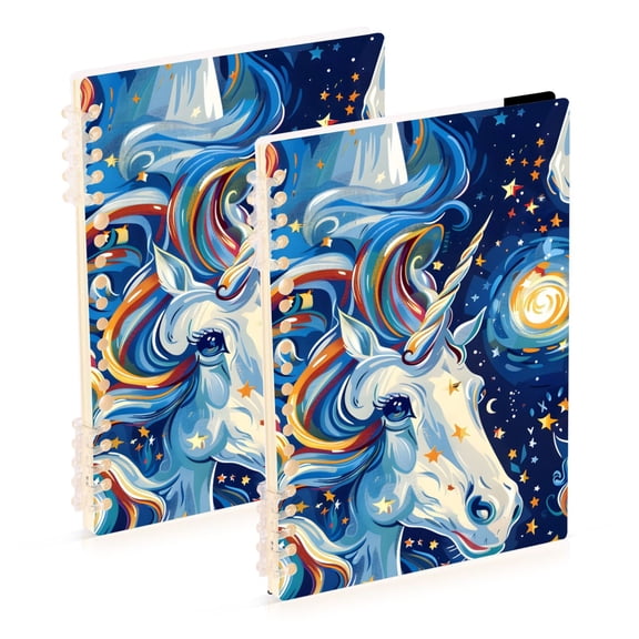 Unicorn in Starry Night Notebook Detachable Coil Notebook Diary Plan Book A5 Size 60 Pages 1 Pack