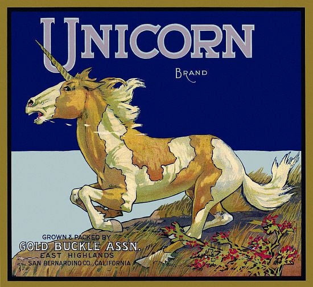 Unicorn in a full Gallop label Canvas Art - (36 x 54)