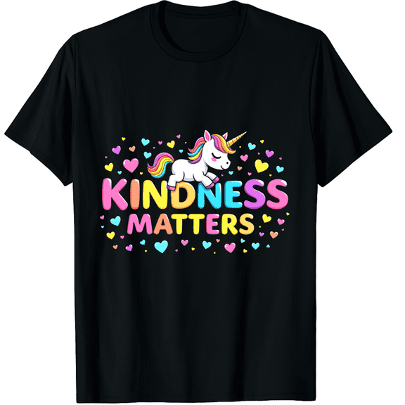Unicorn kindness matters Stop bullying Graphic Black T-Shirt for Men and Women
