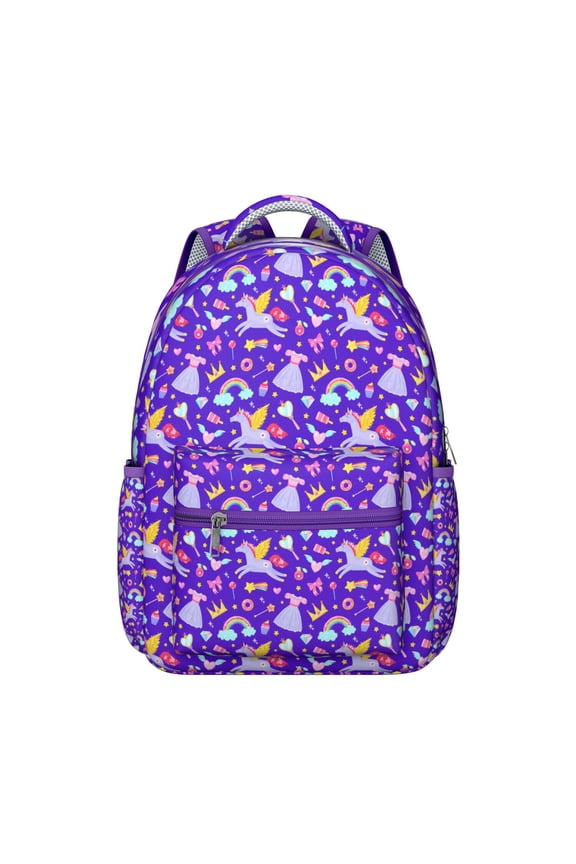 Unicorn and moon galaxy backpack for Student with pastel rainbow and clouds print, mystical fantasy school bag, breathable and large capacity, for Student and Student