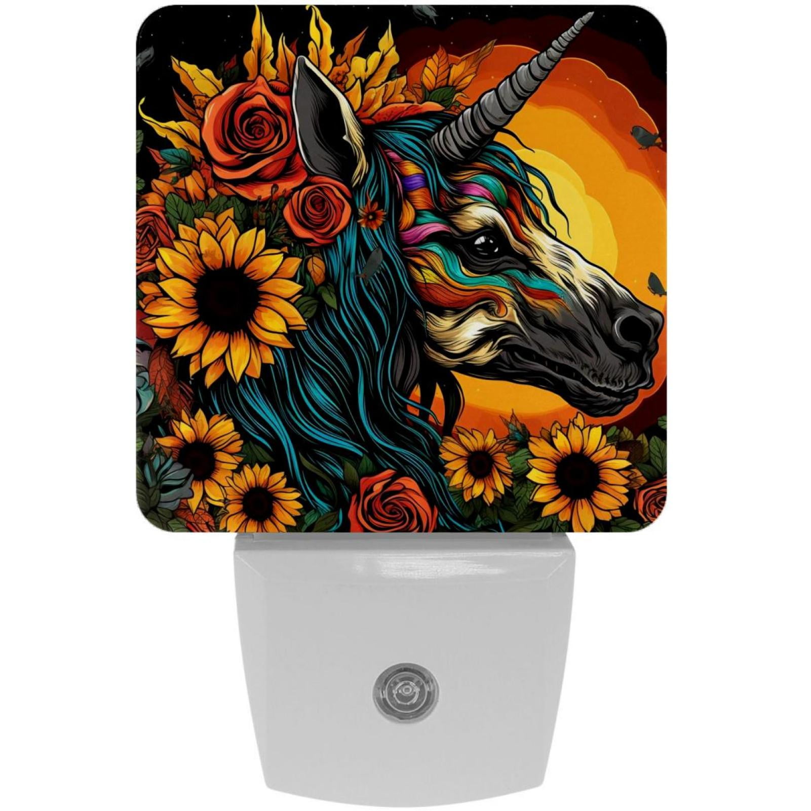 Unicorn skeleton sunflower LED Square Night Lights for Bedroom and ...