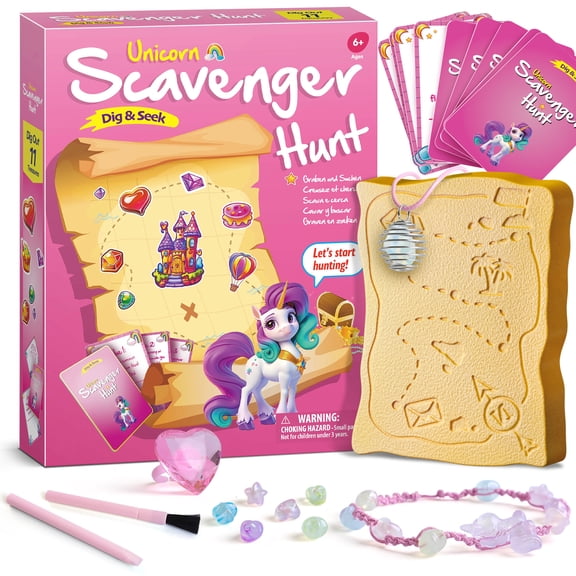 Piano Potato Unicorn Scavenger Hunt Dig Kit - Treasure Dig Kit Interactive Arts & Crafts, STEM Educational Toy with Clue Cards, Gemstone Dig Kits & DIY Jewelry Making Kits for Kids 6+, Ideal Gift for