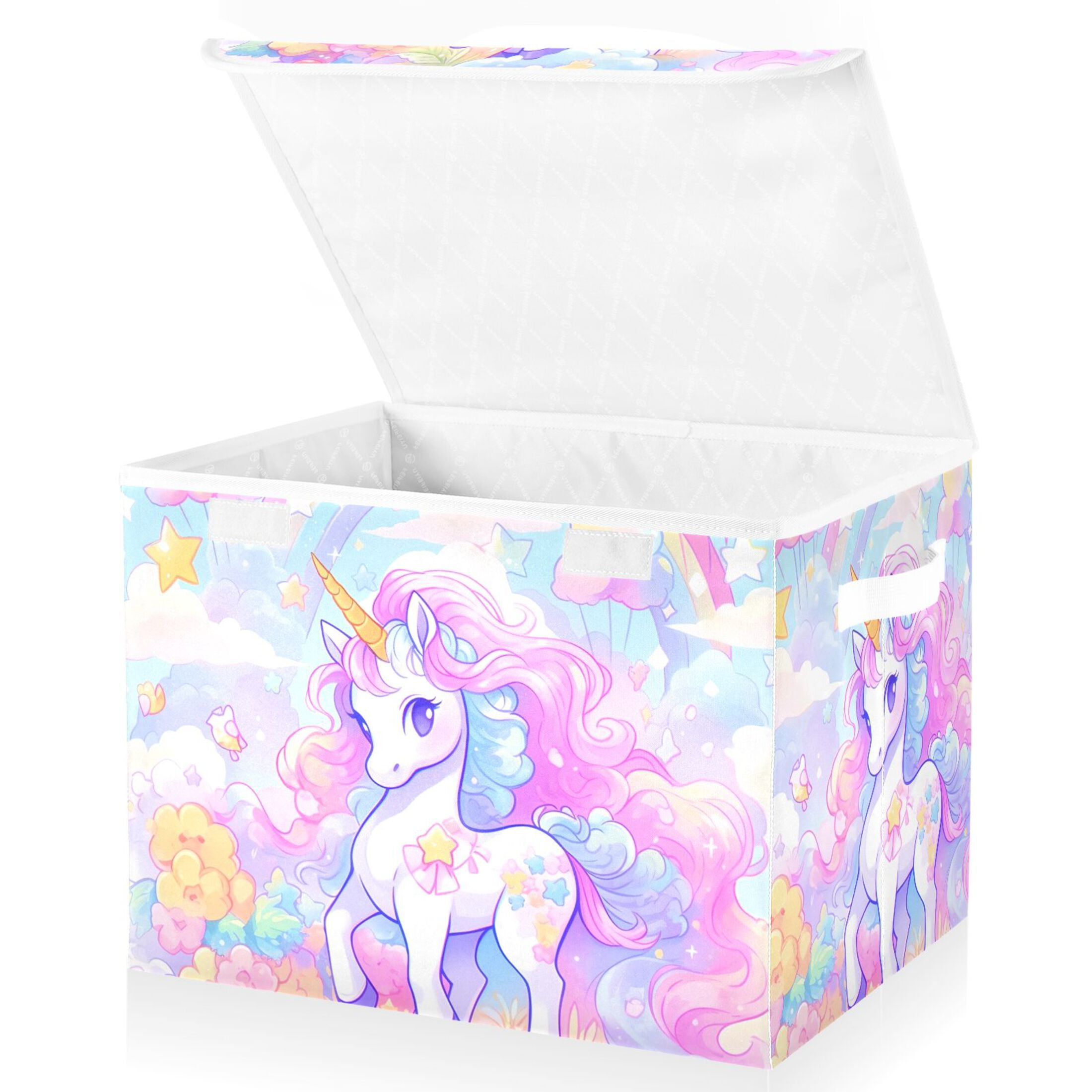 Unicorn with Rainbow Large Lidded Bin Foldable Storage Baskets Boxes