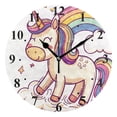 thumbnail image 1 of Unicorn with Rainbow Stars Clouds Black 10 inch Wall Clocks Non Ticking Easy to Read Battery Decorative for Home Bathroom Kitchen Bedroom Living Room, 1 of 8