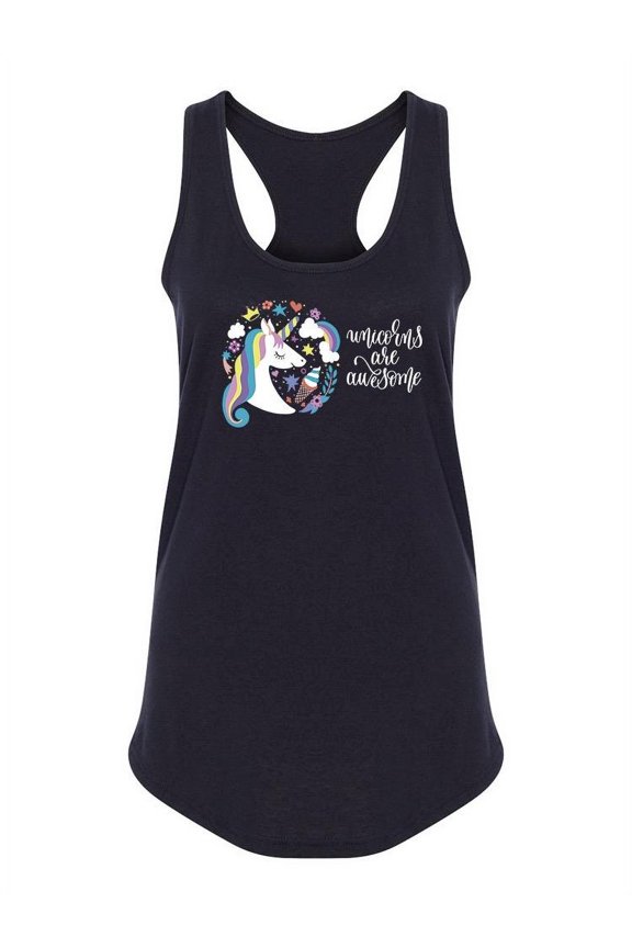 Unicorns Are Awesome Quote Racerback Tank Women -Image by Shutterstock, Female x-Large