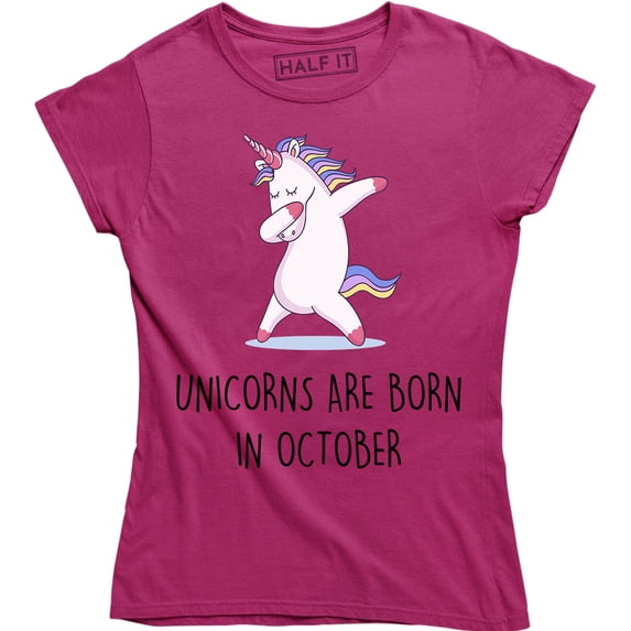 Unicorns Are Born In October Rainbow Women's T-Shirt