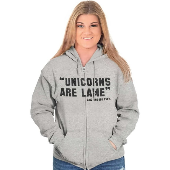 Unicorns Are Lame Said Nobody Ever Womens Plus Size Graphic Zipper Hoodie Brisco Brands 5X