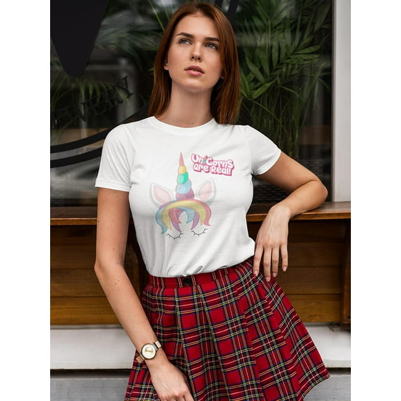 Unicorns Are Real Graphic Shaped Tee Women's -Image by Shutterstock