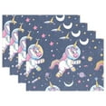 thumbnail image 1 of Unicorns Astronaut Planets 12×18 inch Placemats Heat Resistant Washable Foldable Rectangular Placemats Set Decoration Indoor Outdoor for Kitchen Dining Table 4PCs, 1 of 8