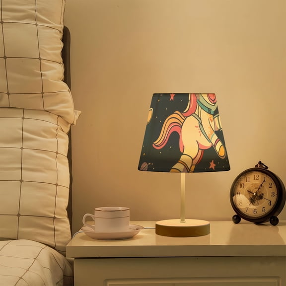 Unicorns Astronaut Planets LED Desk Lamp Table Lamp USB Bedside Nightstand Small Lamp for Bedroom Living Room Kids Room