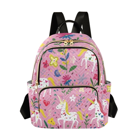 Unicorns Flowers Leaves Travel Laptop Backpack Casual Daypack Lightweight Bookbag Compartment for Business