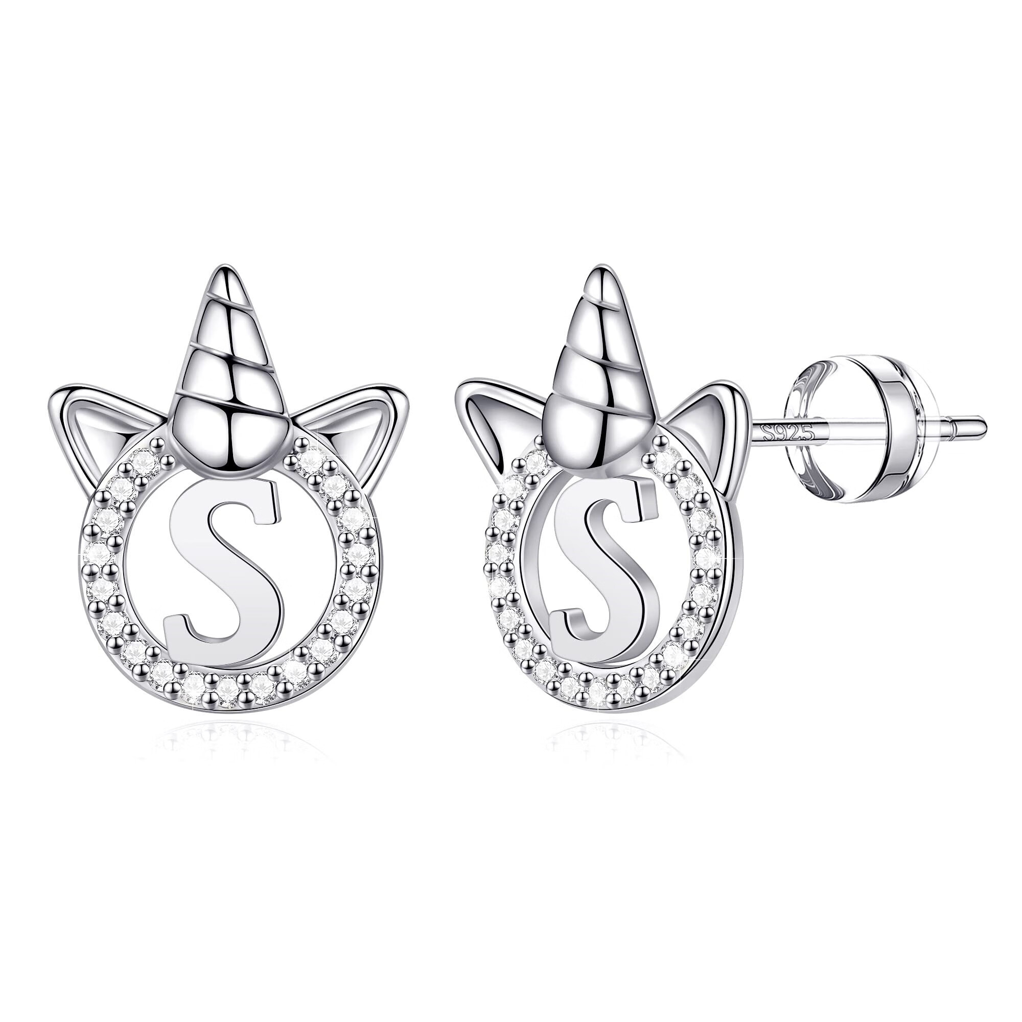 Adorable Unicorn Hoop Earrings For Girls & Women – 925 Sterling Silver With Birthstone, Hypoallergenic, Cute Animal Jewelry Gift