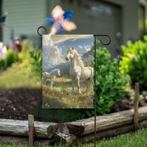 Unicorns Grassland Sky and Ainbow Garden Flag Double Sided Outdoor Banners for Courtyard Outdoor Lawn Farmhouse Holiday Decorations