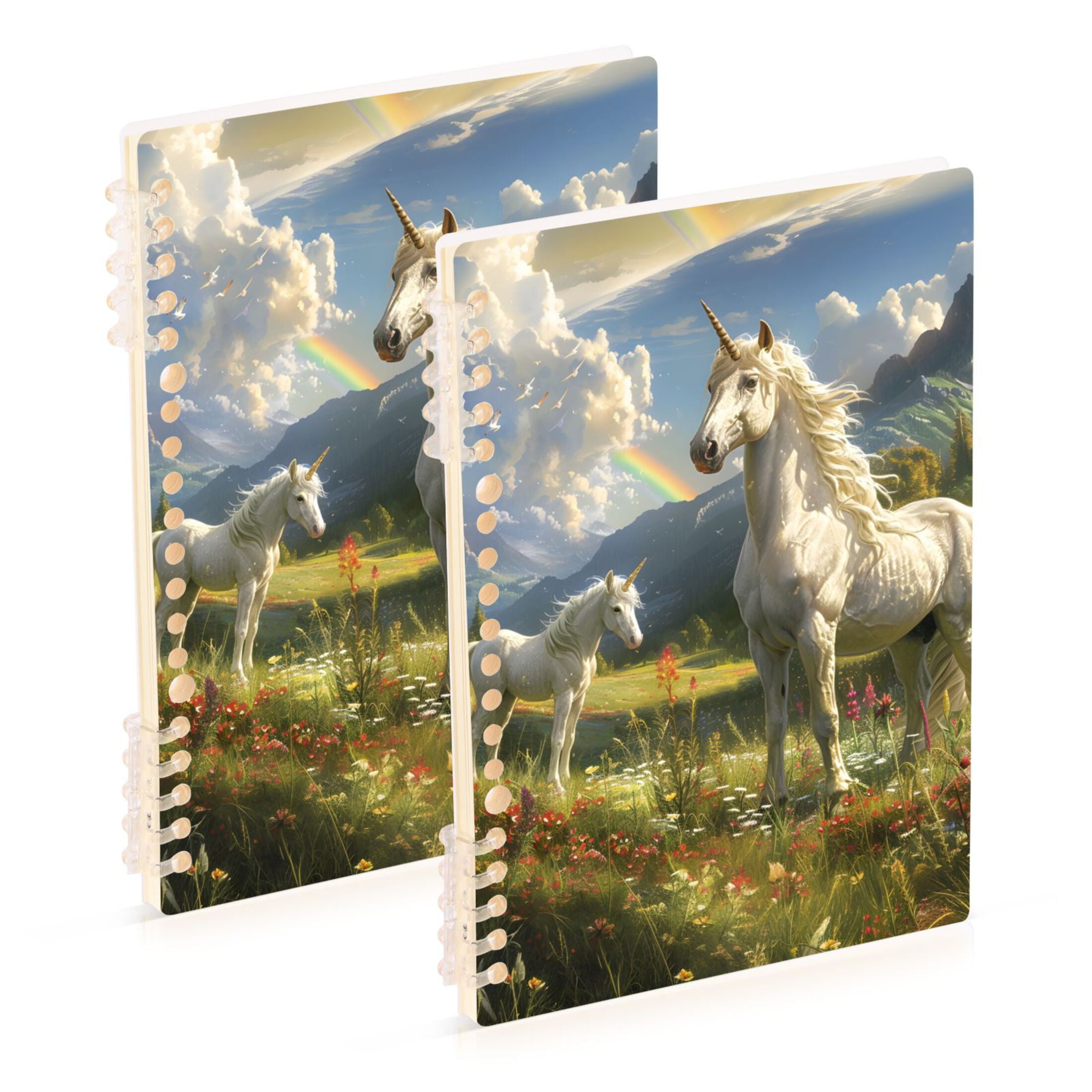 Unicorns Grassland Sky and Ainbow Ring Binder Notebook Journey Note ...