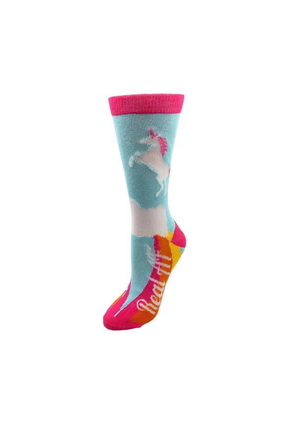 Unicorns One Size Fits Most Blue Blue Ladies Crew Socks