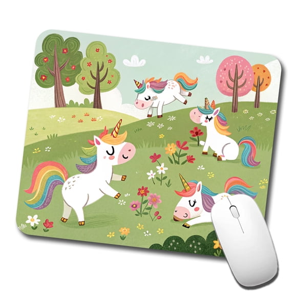 Unicorns Playing Cute Mouse Pad Low Profile Gaming Mat