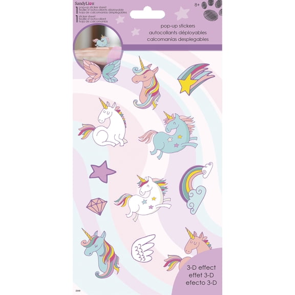 Unicorns Pop Up Stickers 4 x 8