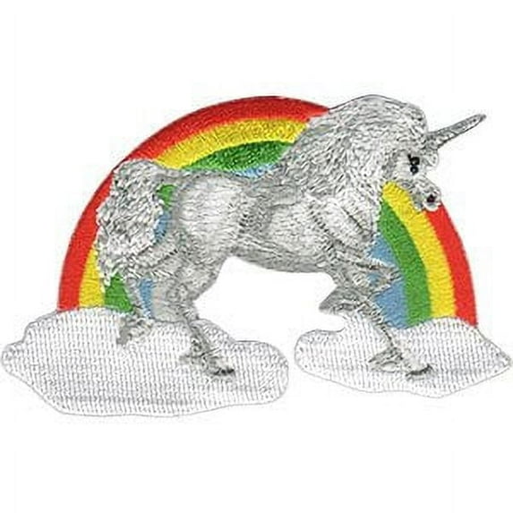 Unicorns Rainbow - Sew Iron on, Embroidered Original Artwork - Patch - 2.25" x 3.5"