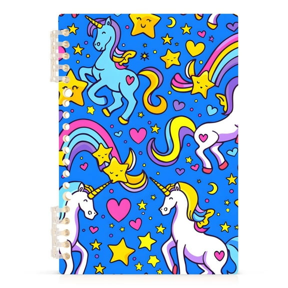 Unicorns Rainbows Stars Hearts Notebooks 1-subject Journal 60 Sheets A5 College Ruled Paper Detachable Ring 8.3"x5.7"