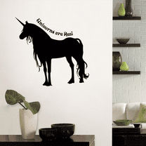 Unicorns Are Real Unicorn Quote Magical Unicorns Wall Sticker Art Decal for Girls Boys Kids Room Bedroom Nursery Kindergarten House Fun Home Decor Stickers Wall Art Vinyl Decoration Size (10x10 inch)