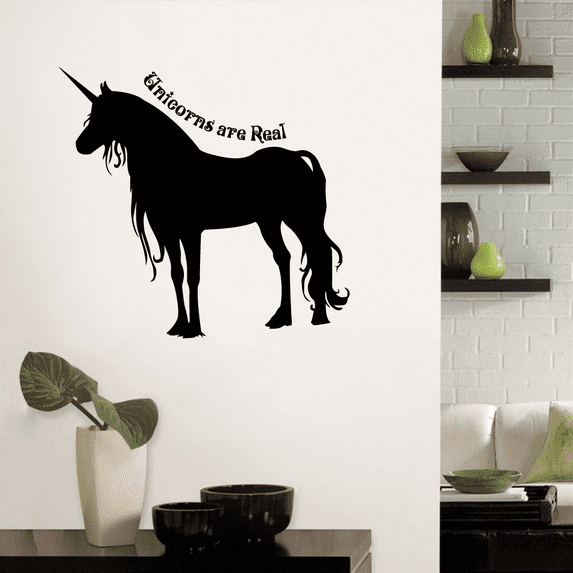Unicorns Are Real Unicorn Quote Magical Unicorns Wall Sticker Art Decal for Girls Boys Kids Room Bedroom Nursery Kindergarten House Fun Home Decor Stickers Wall Art Vinyl Decoration Size (30x40 inch)