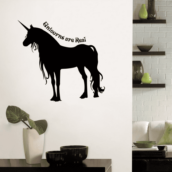 Unicorns Are Real Unicorn Quote Magical Unicorns Wall Sticker Art Decal for Girls Boys Kids Room Bedroom Nursery Kindergarten House Fun Home Decor Stickers Wall Art Vinyl Decoration Size (10x10 inch)