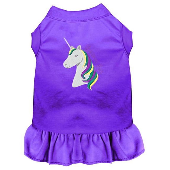 Unicorns Rock EmbroideRed Dog Dress, Purple - Extra Small 8