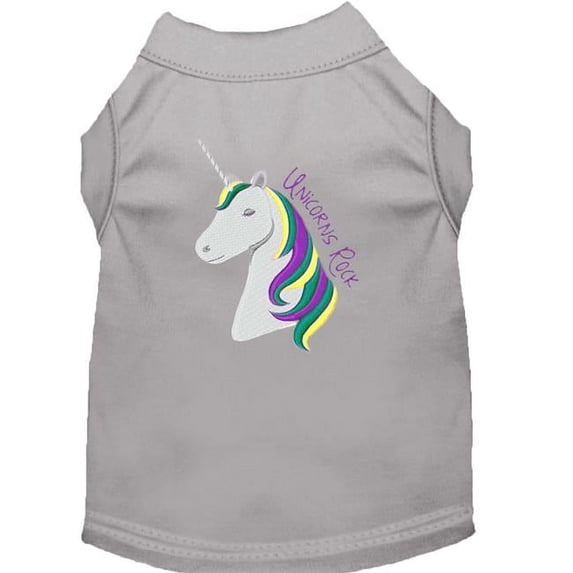 Unicorns Rock EmbroideRed Dog Shirt, Grey - Med 12