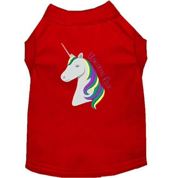 Unicorns Rock EmbroideRed Dog Shirt, Red - Med 12