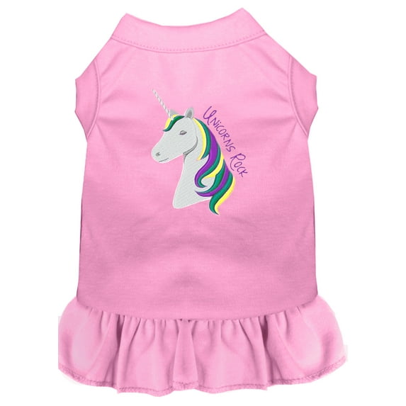 Unicorns Rock Embroidered Dog Dress 4x-large Light Pink