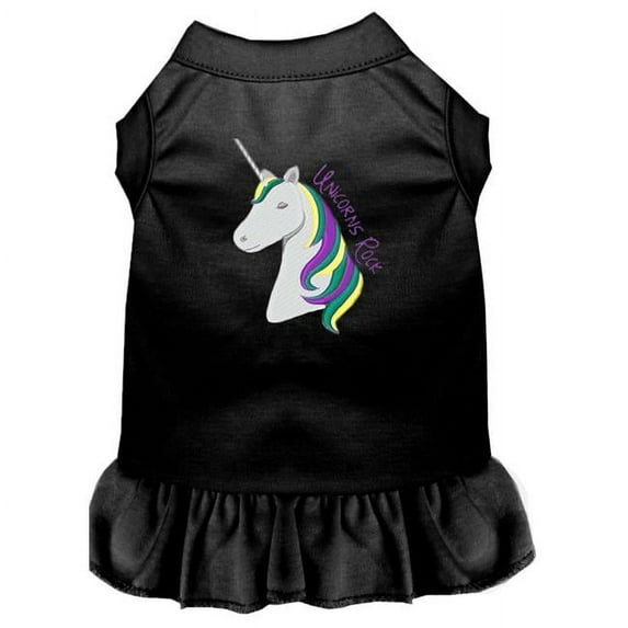 Unicorns Rock Embroidered Dog Dress Baby Blue