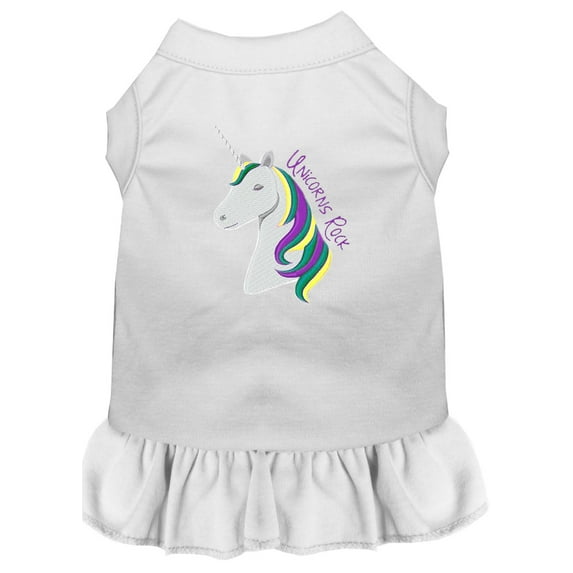 Unicorns Rock Embroidered Dog Dress Xxx-large White