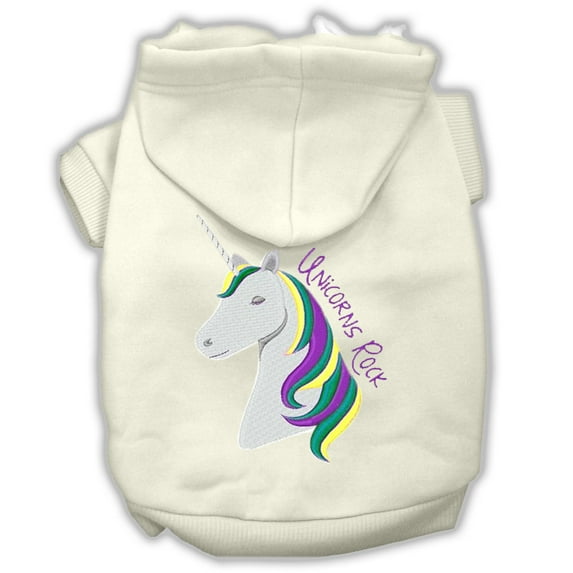 Unicorns Rock Embroidered Dog Hoodie Baby Blue