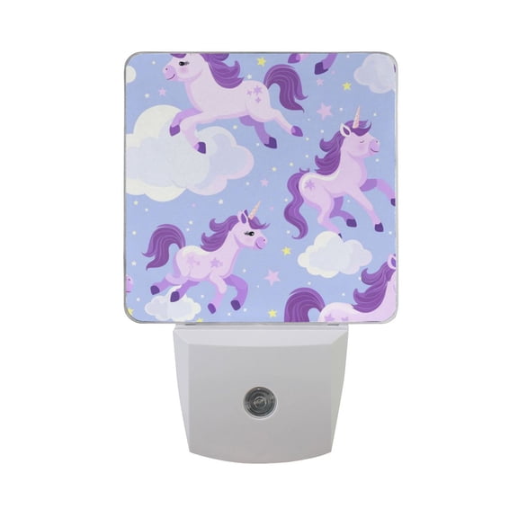 Unicorns Running in Sky Night Light 2 Pack LED Nightlight Plug into Wall Dusk to Dawn Sensor Soft White