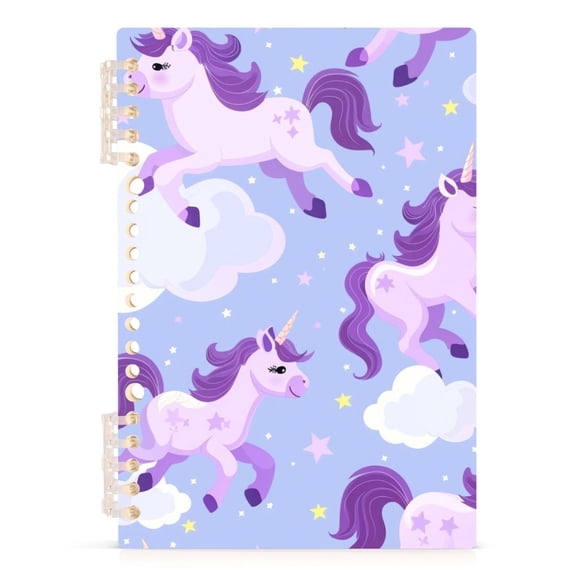 Unicorns Running in Sky Notebooks 1-subject Journal 60 Sheets A5 College Ruled Paper Detachable Ring 8.3"x5.7"
